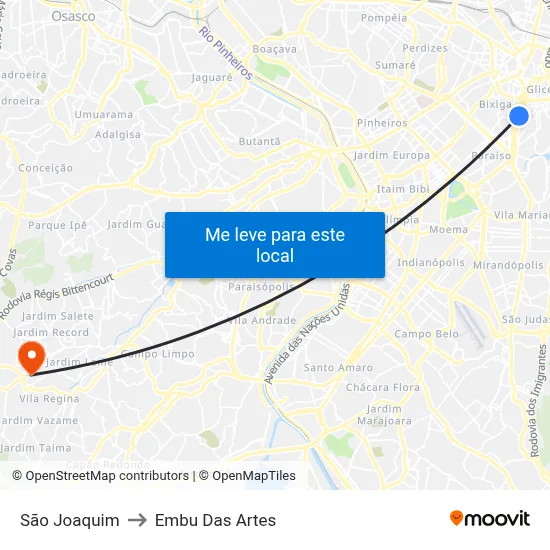São Joaquim to Embu Das Artes map