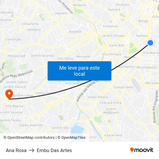 Ana Rosa to Embu Das Artes map