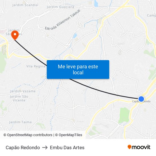 Capão Redondo to Embu Das Artes map