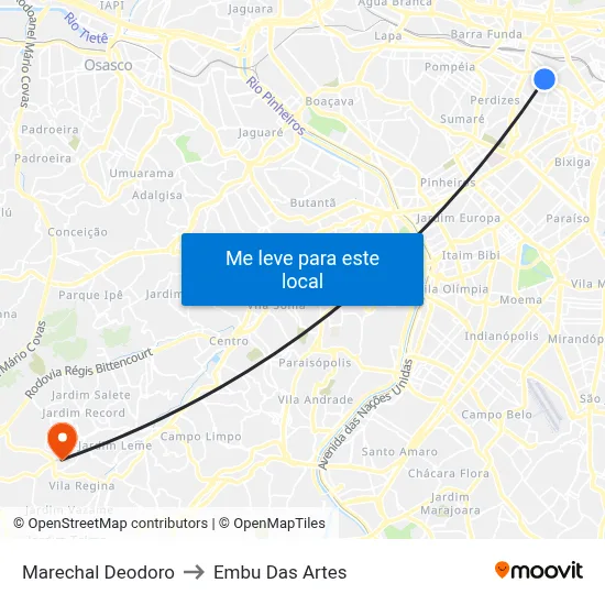 Marechal Deodoro to Embu Das Artes map