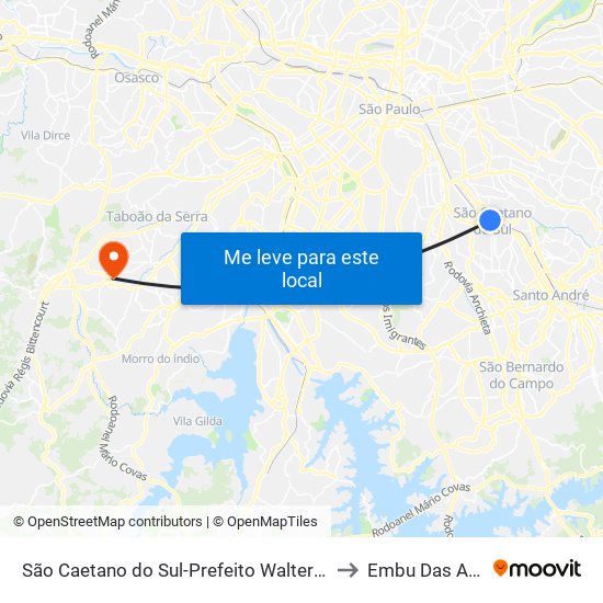 São Caetano do Sul-Prefeito Walter Braido to Embu Das Artes map
