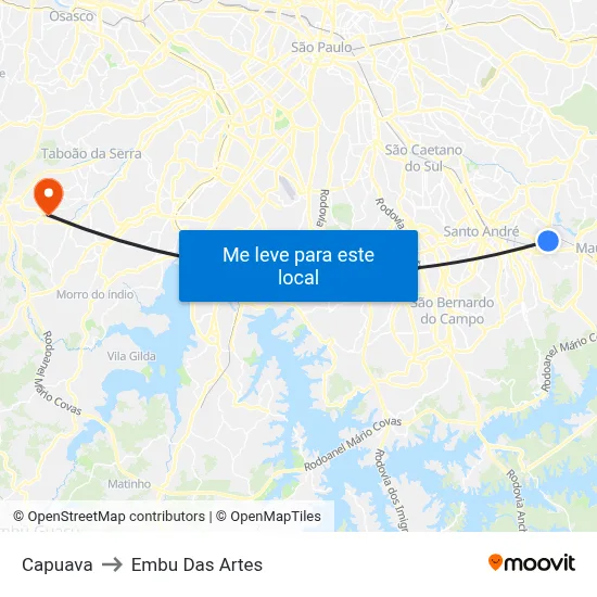 Capuava to Embu Das Artes map