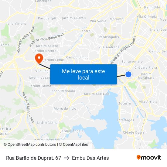 Rua Barão de Duprat, 67 to Embu Das Artes map