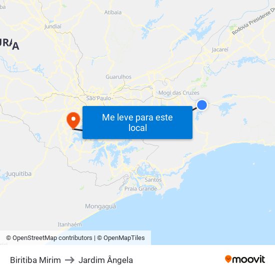 Biritiba Mirim to Jardim Ângela map