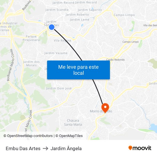 Embu Das Artes to Jardim Ângela map