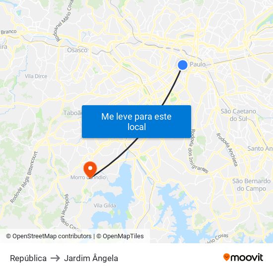 República to Jardim Ângela map