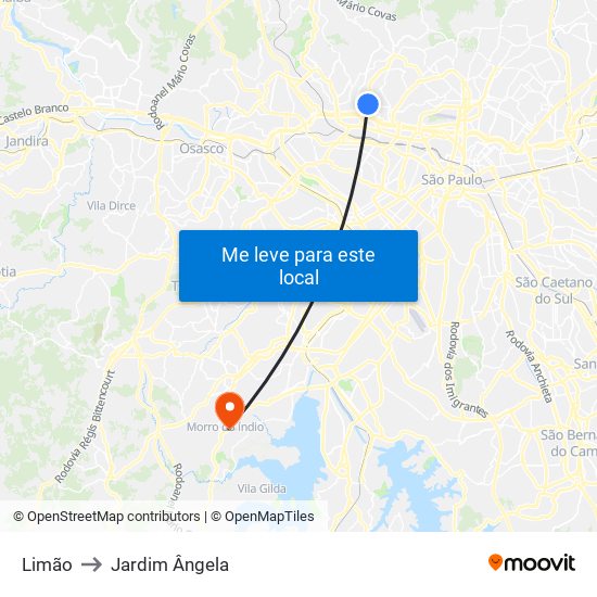 Limão to Jardim Ângela map