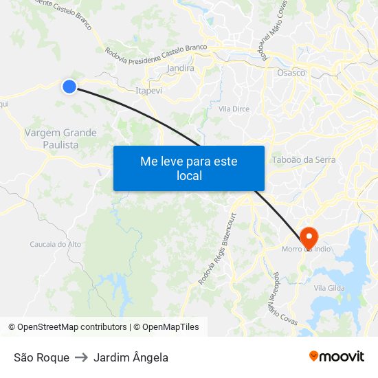 São Roque to Jardim Ângela map