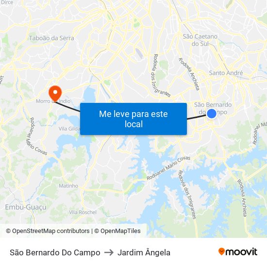 São Bernardo Do Campo to Jardim Ângela map