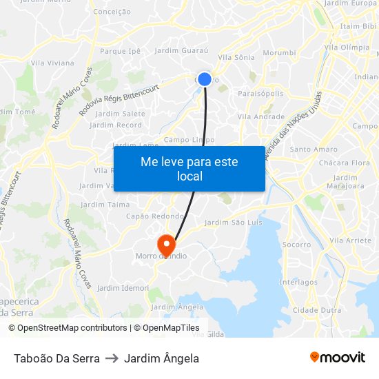 Taboão Da Serra to Jardim Ângela map