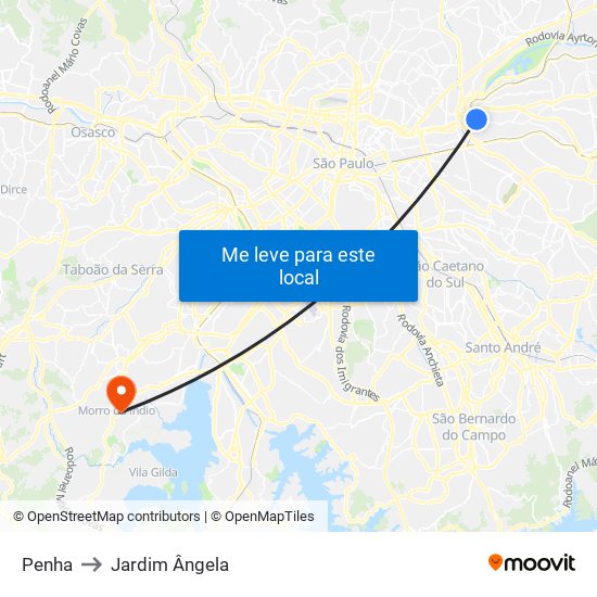 Penha to Jardim Ângela map