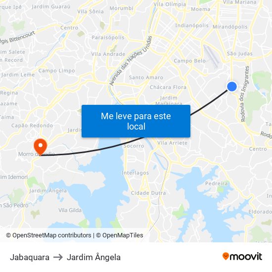Jabaquara to Jardim Ângela map