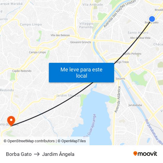 Borba Gato to Jardim Ângela map