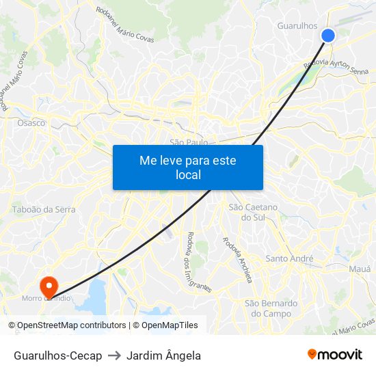 Guarulhos-Cecap to Jardim Ângela map