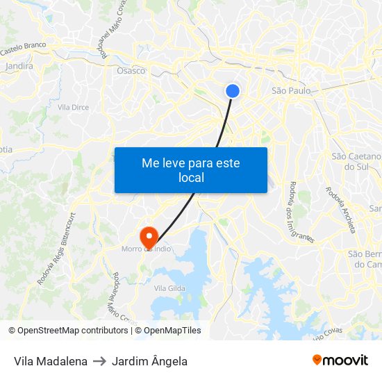 Vila Madalena to Jardim Ângela map