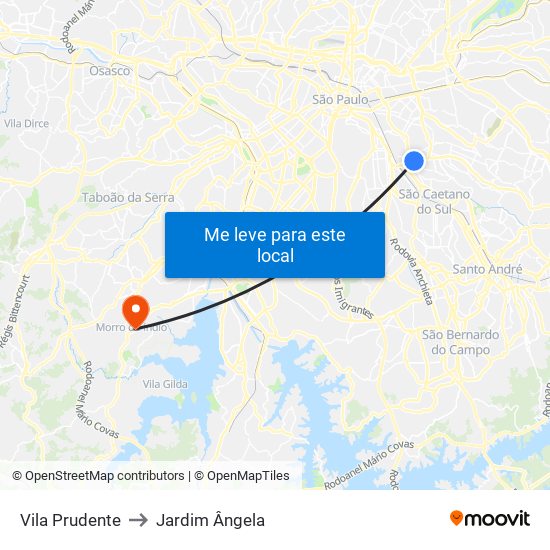 Vila Prudente to Jardim Ângela map