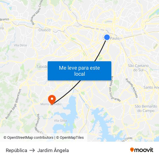 República to Jardim Ângela map