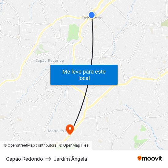Capão Redondo to Jardim Ângela map