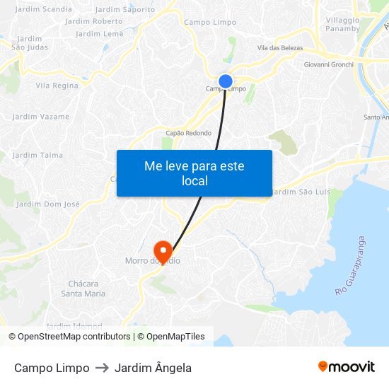Campo Limpo to Jardim Ângela map