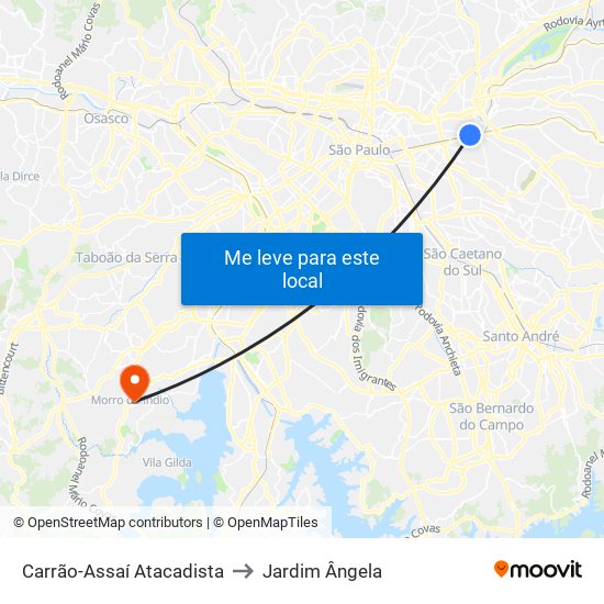 Carrão-Assaí Atacadista to Jardim Ângela map