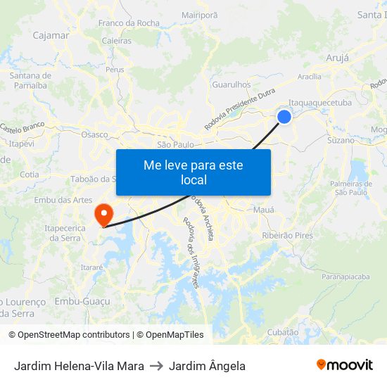 Jardim Helena-Vila Mara to Jardim Ângela map