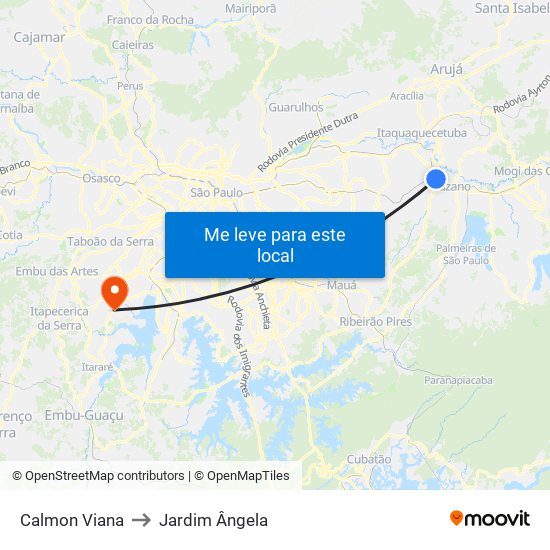 Calmon Viana to Jardim Ângela map