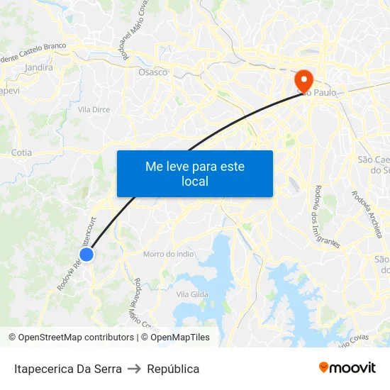 Itapecerica Da Serra to República map