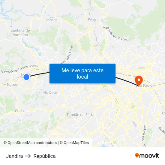 Jandira to República map