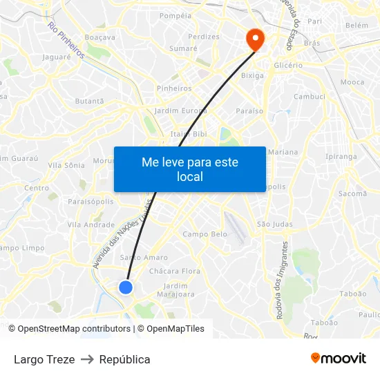 Largo Treze to República map