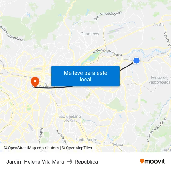 Jardim Helena-Vila Mara to República map