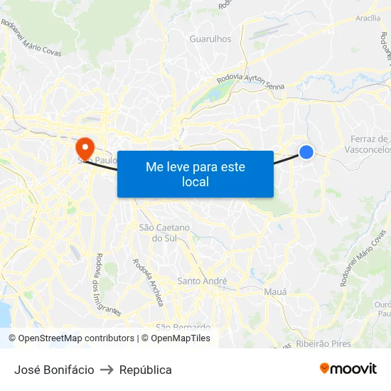 José Bonifácio to República map