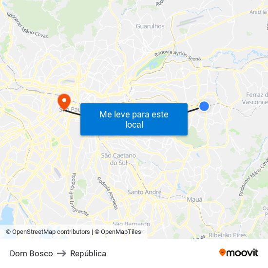 Dom Bosco to República map