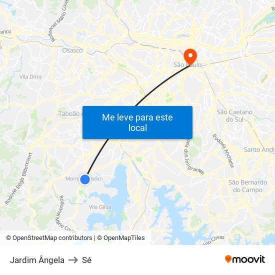 Jardim Ângela to Sé map