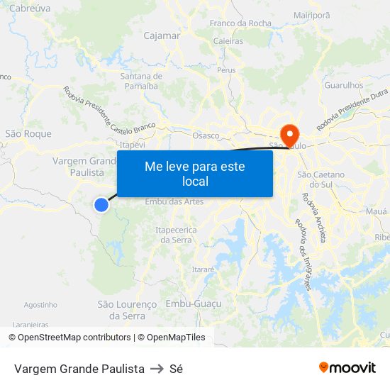 Vargem Grande Paulista to Sé map