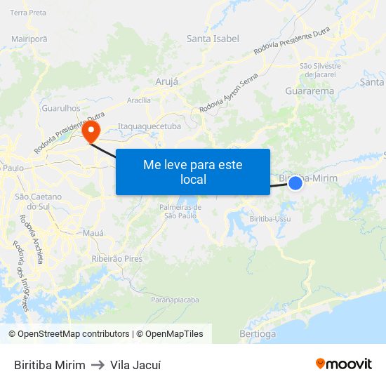 Biritiba Mirim to Vila Jacuí map