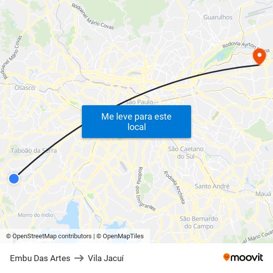 Embu Das Artes to Vila Jacuí map
