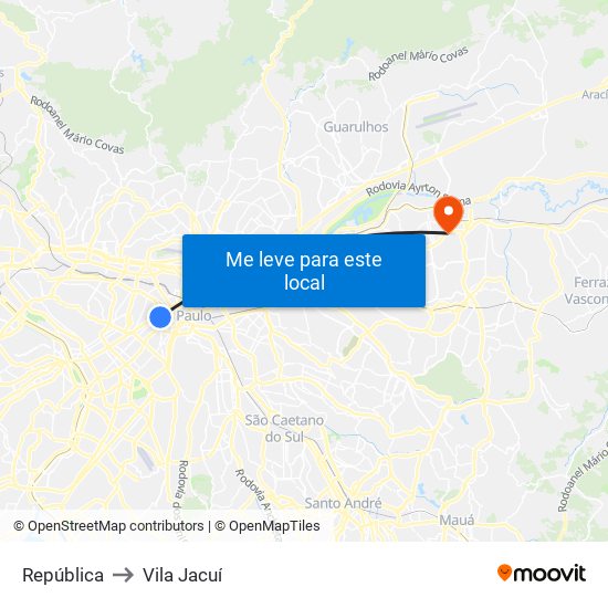 República to Vila Jacuí map