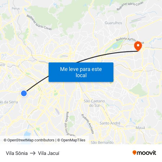 Vila Sônia to Vila Jacuí map