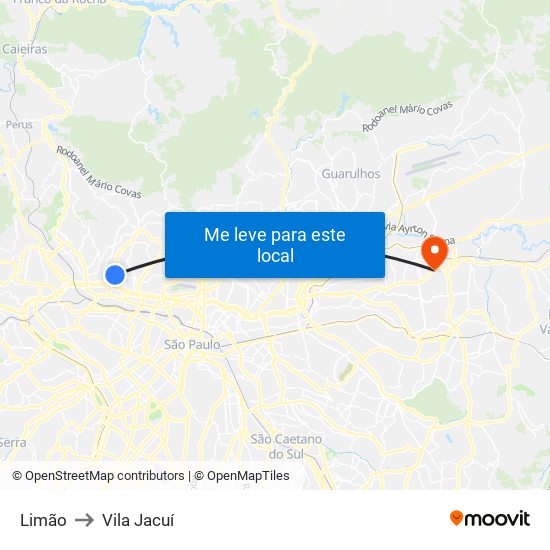 Limão to Vila Jacuí map