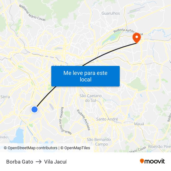 Borba Gato to Vila Jacuí map