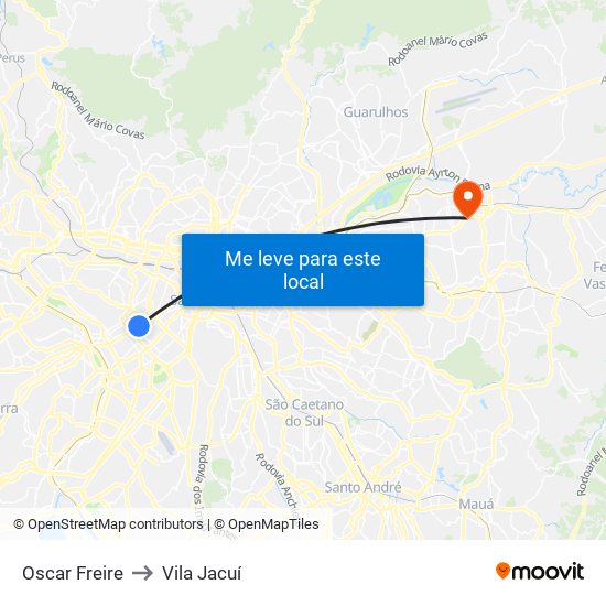 Oscar Freire to Vila Jacuí map