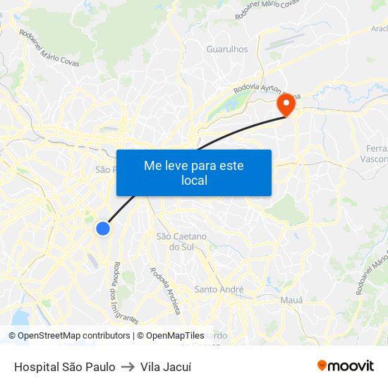 Hospital São Paulo to Vila Jacuí map