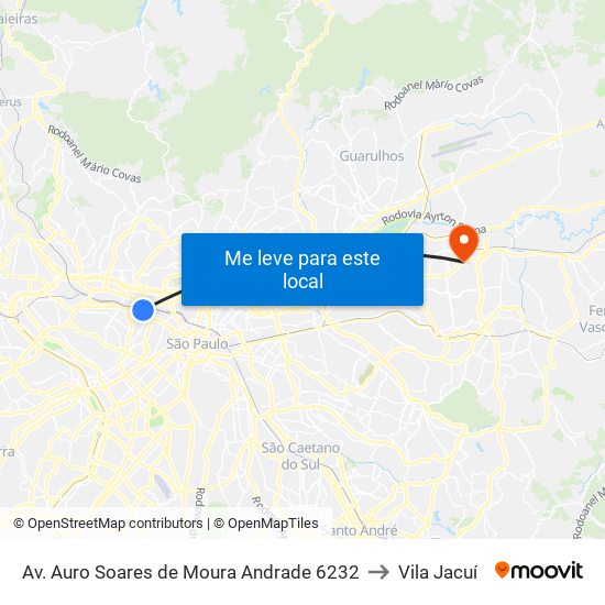Av. Auro Soares de Moura Andrade 6232 to Vila Jacuí map