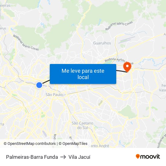Palmeiras-Barra Funda to Vila Jacuí map
