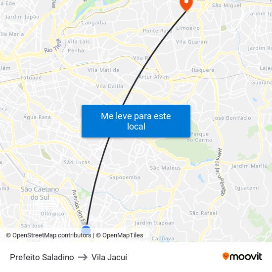 Prefeito Saladino to Vila Jacuí map