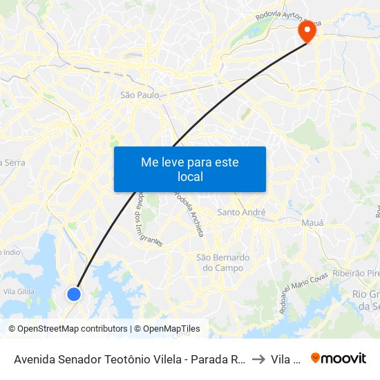 Avenida Senador Teotônio Vilela - Parada Rodrigues Vilares C/B to Vila Jacuí map