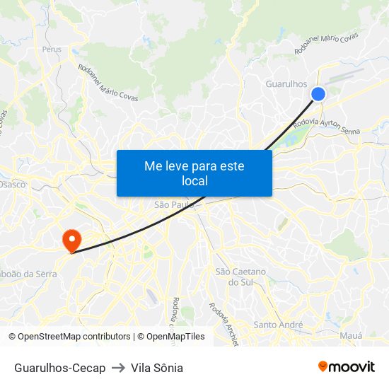 Guarulhos-Cecap to Vila Sônia map
