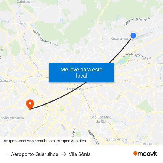 ✈️ Aeroporto-Guarulhos to Vila Sônia map