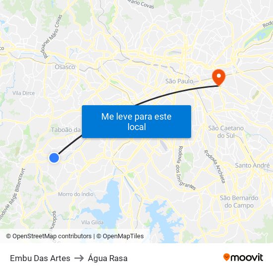 Embu Das Artes to Água Rasa map