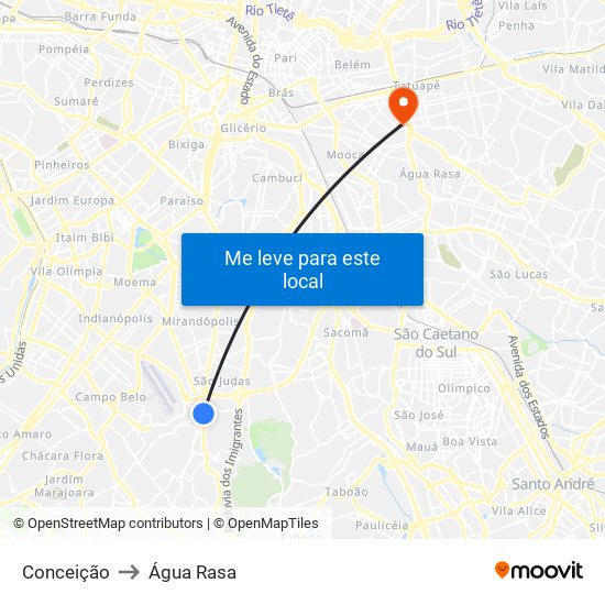 Conceição to Água Rasa map